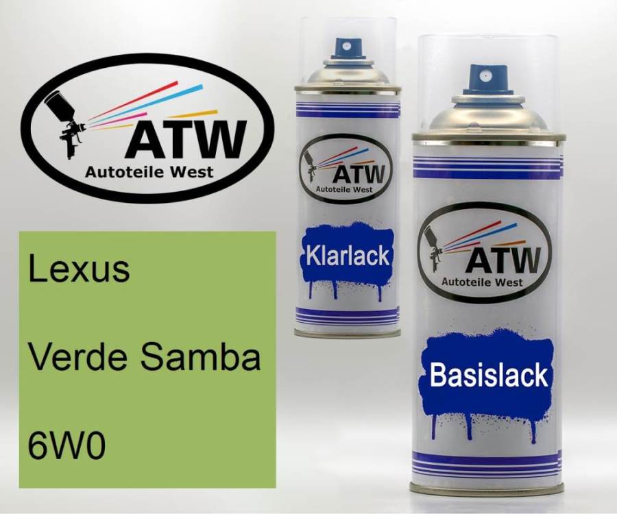 Lexus, Verde Samba, 6W0: 400ml Sprühdose + 400ml Klarlack - Set, von ATW Autoteile West.